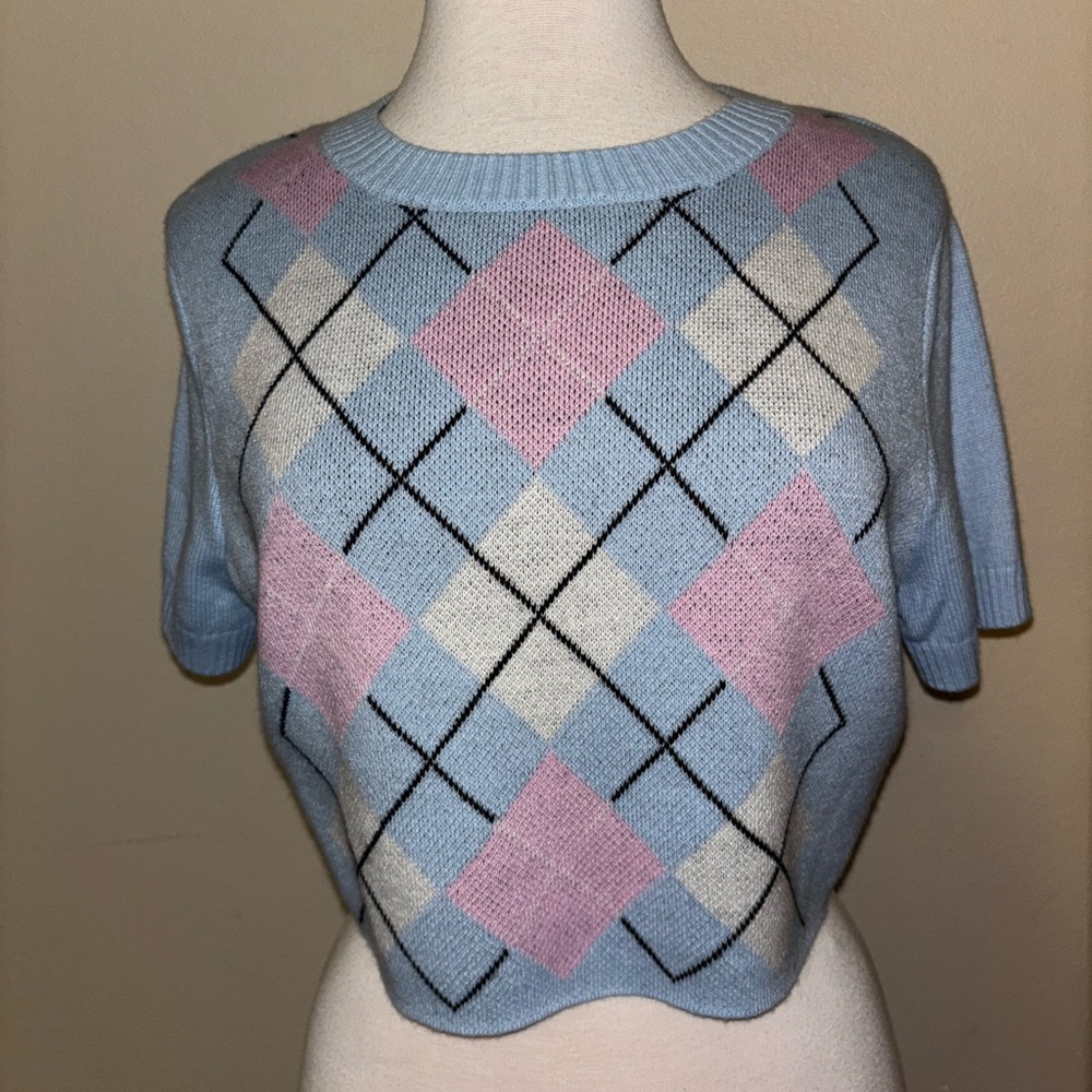 H&M Pastel Argyle Knit Sweater